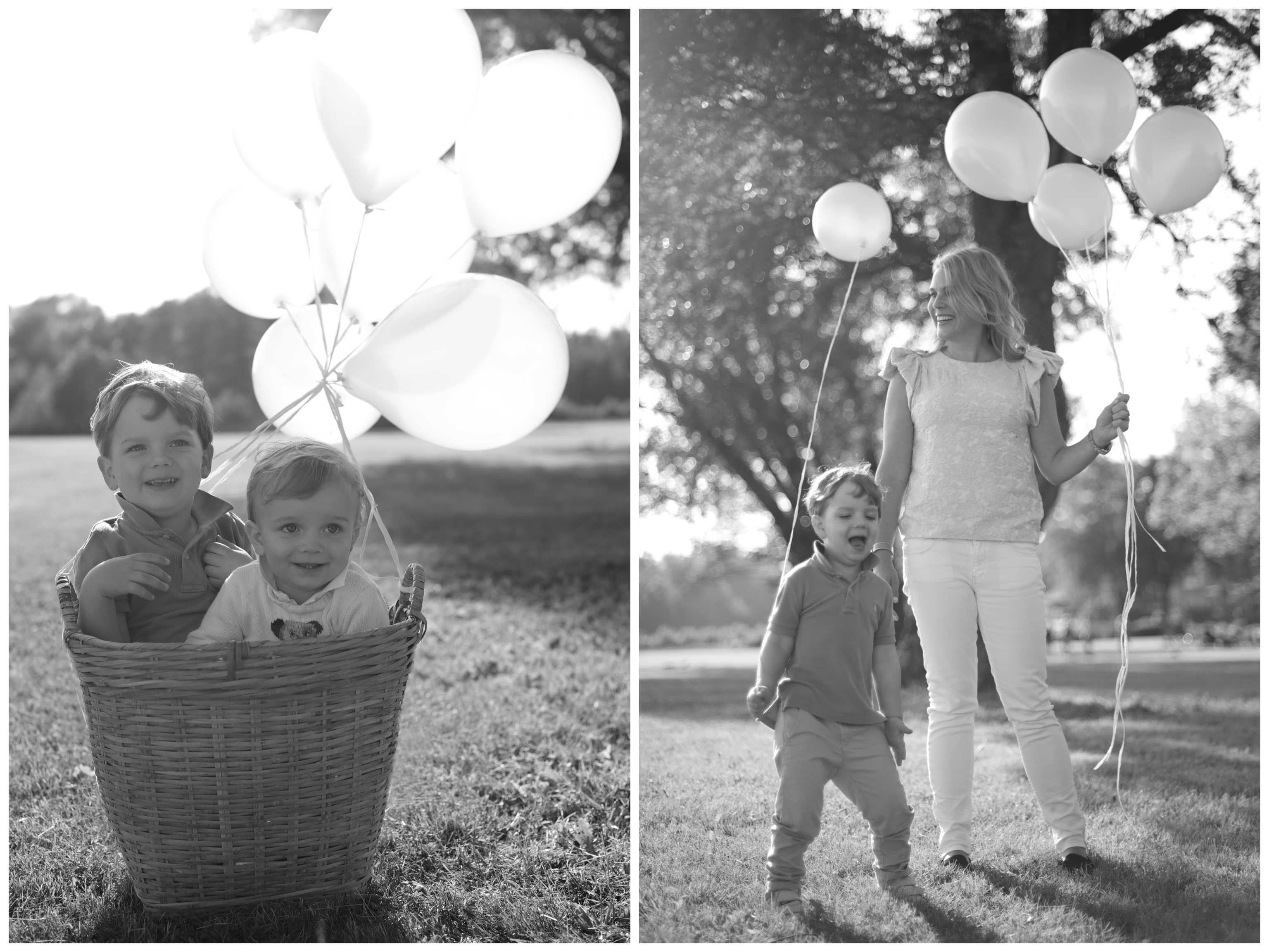 Familjefotografering med ballonger Barnfotograf i Stockholm