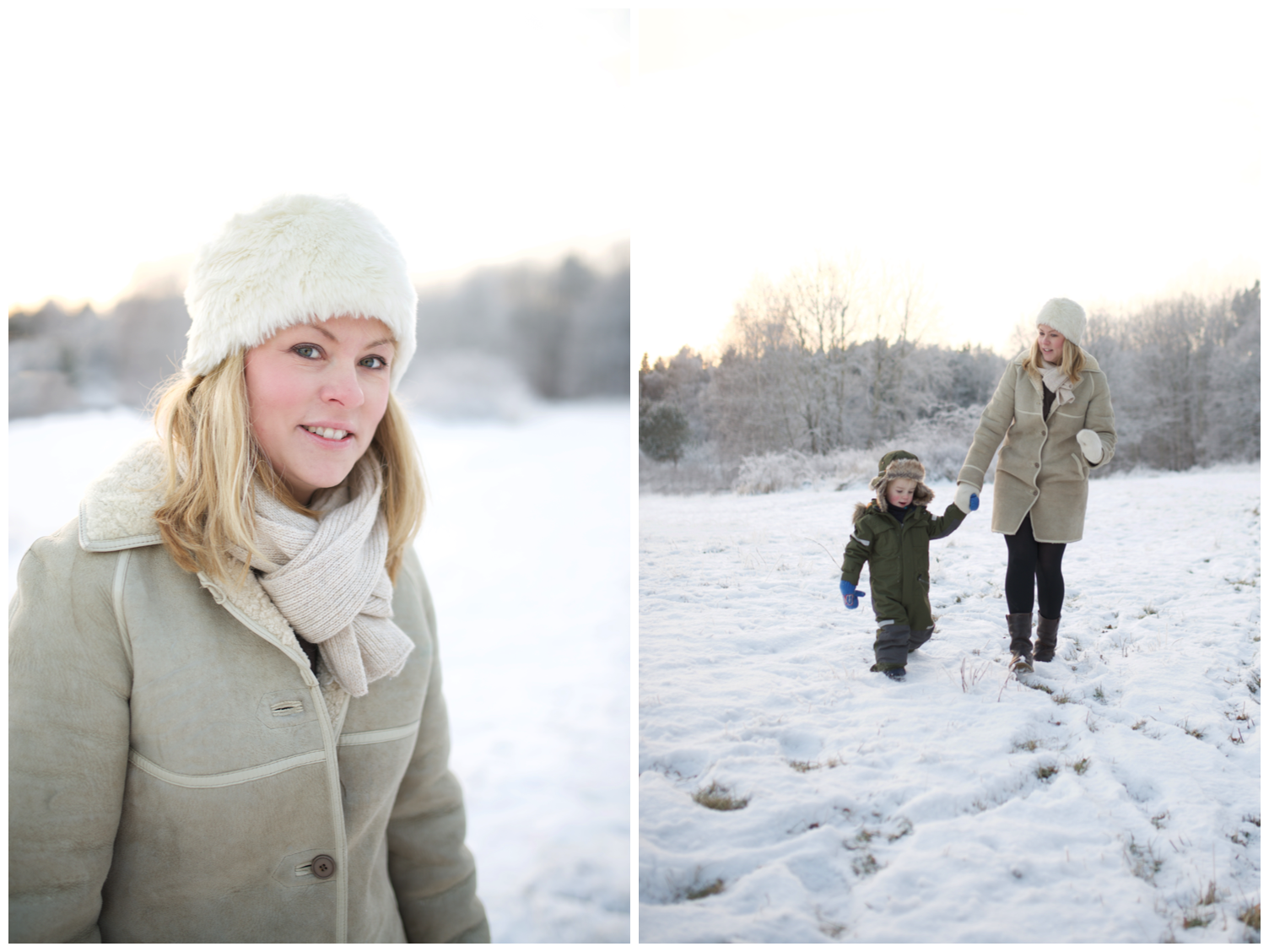 Familjefotografering i vackraste vinterljuset i Täby med fotograf Erika Aminoff