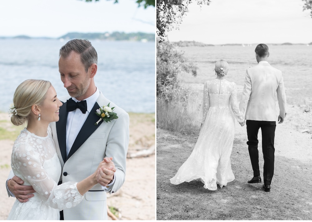 Brudpar Bröllop Ellery beach Lidingö 