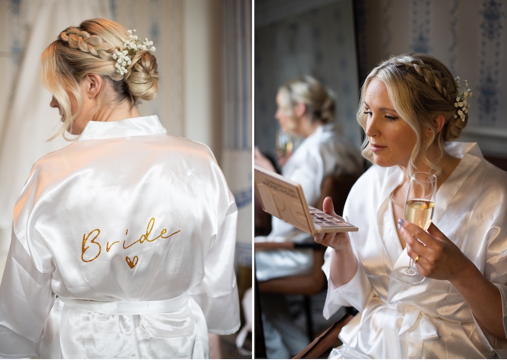 Bride morgonrock Förberedelser bröllop